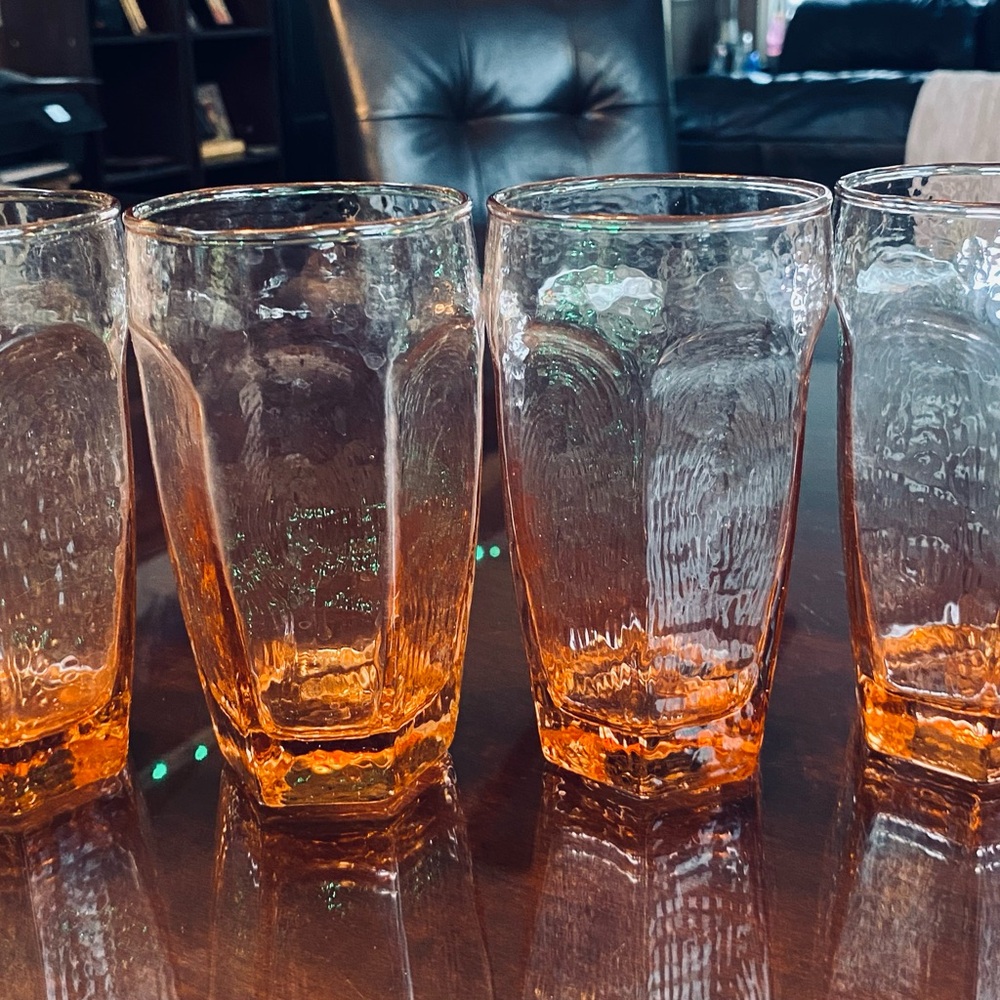 Set of 4 Textured Ombre Orange Glass Tumblers